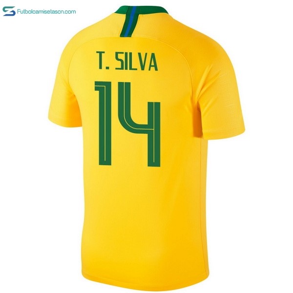Camiseta Brasil 1ª T.Silva 2018 Amarillo